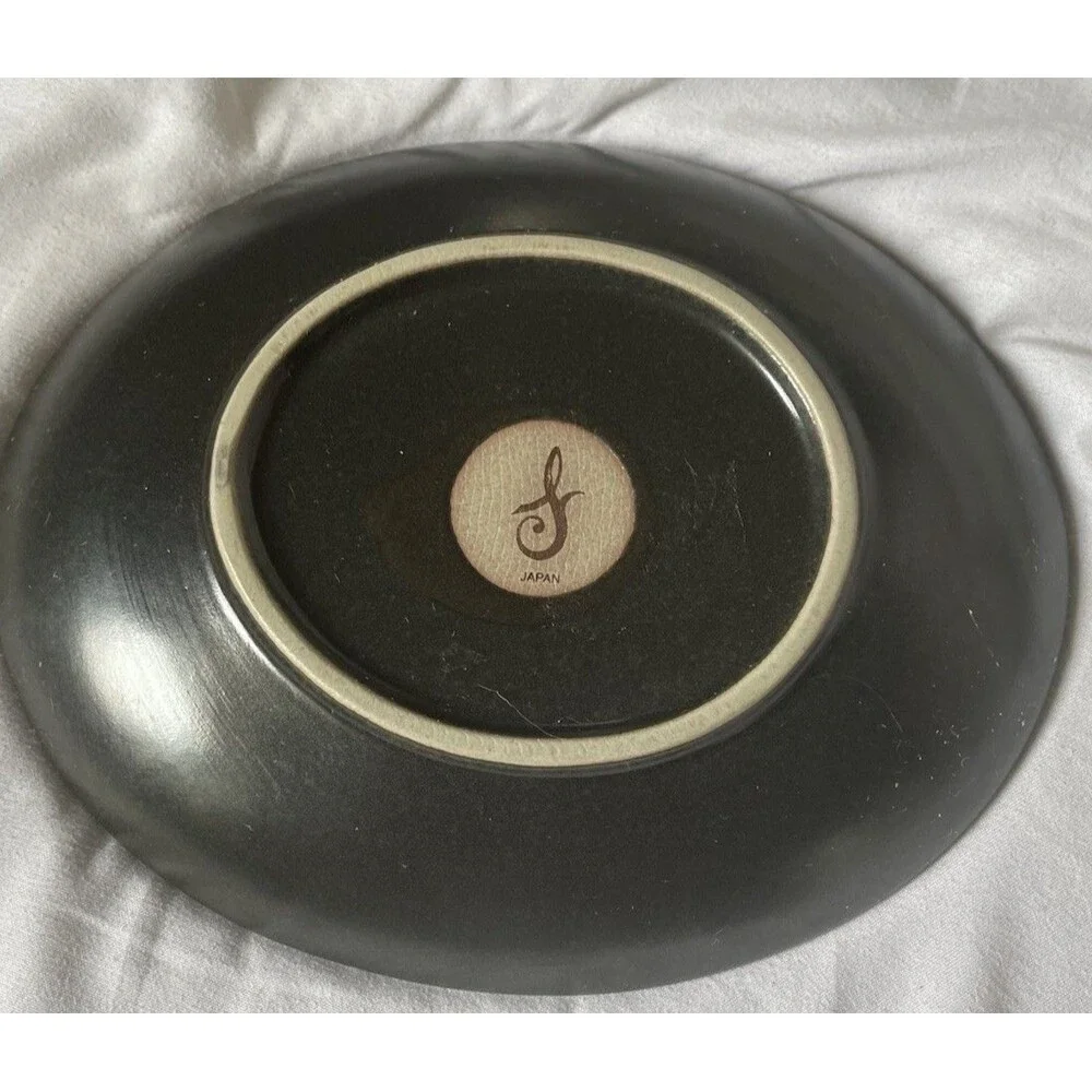 Vintage Black Stoneware Salad Plate 7in Japan S Mark Matte MCM